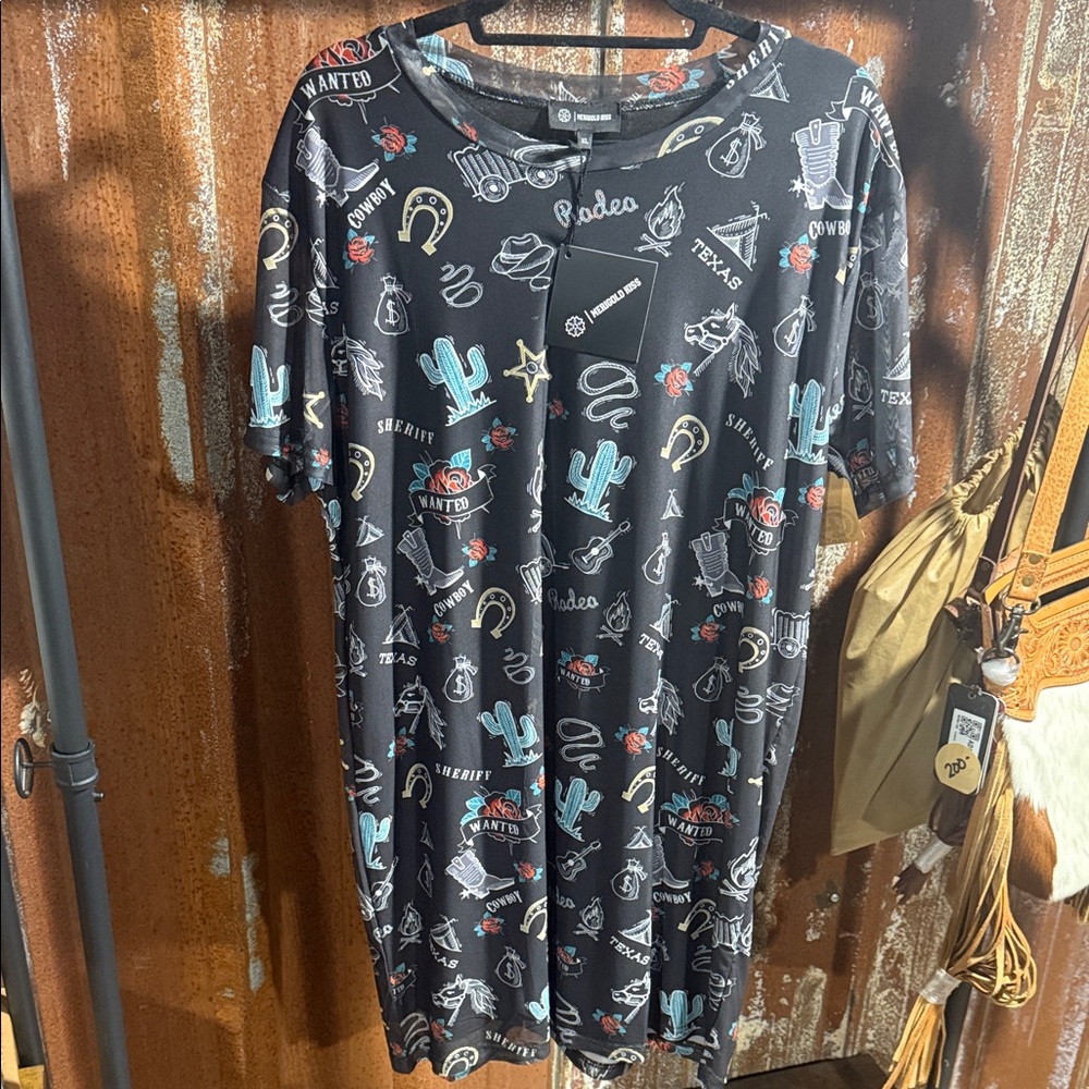 Rodeo Tatoo Graphic Mesh Dress